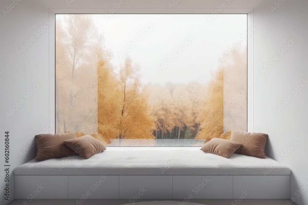 Cozy Window Bench with a View Generative AI