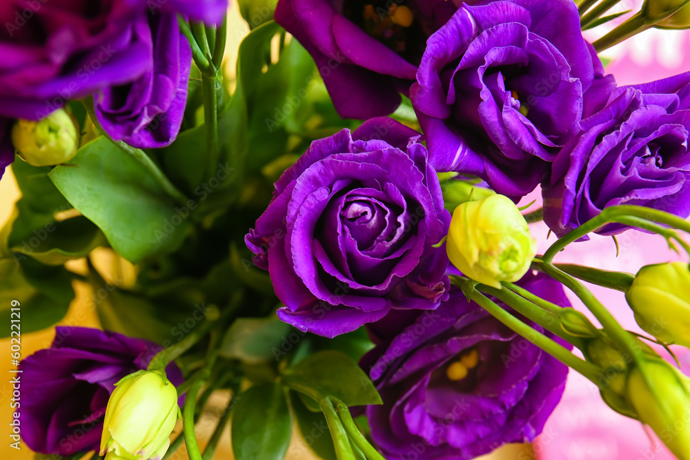 Eustoma flowers as background, closeup