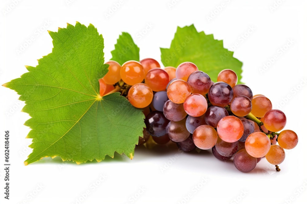 grapes with a green leaf Generative AI