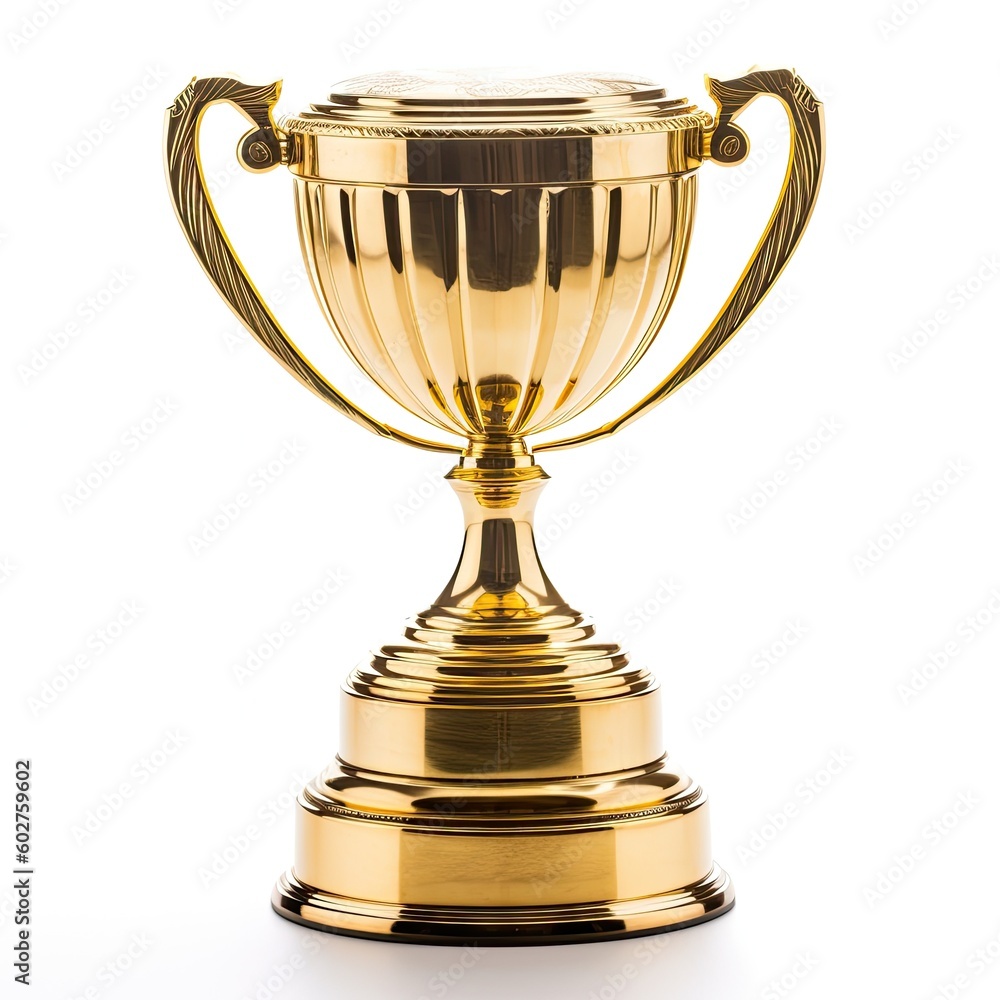 Golden trophy on white background,AI generated.