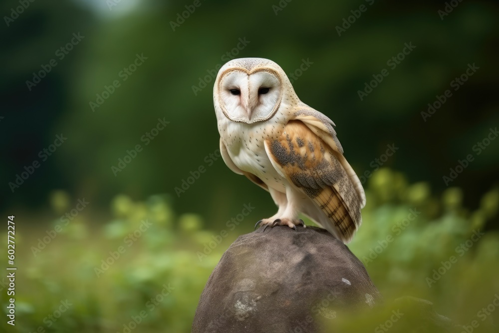 majestic barn owl perched on a rocky outcrop Generative AI