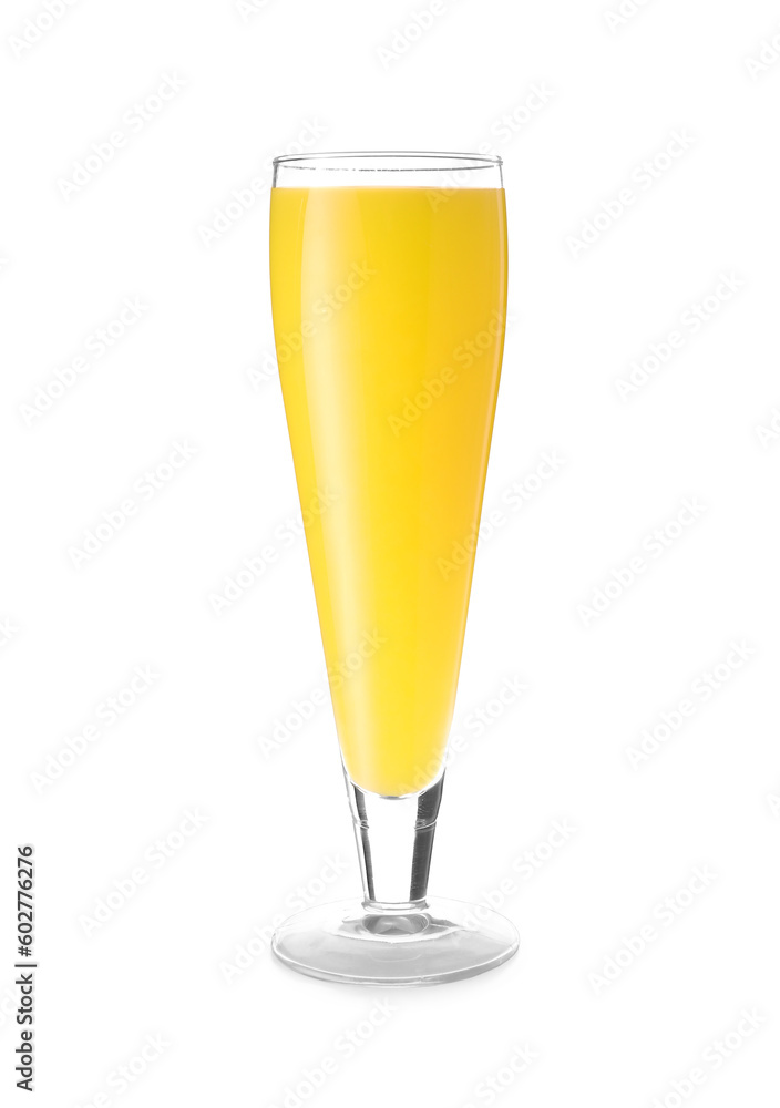 Glass of orange juice isolated on white background