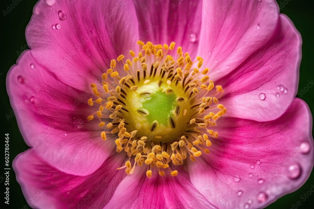 beautiful pink flower covered in delicate water droplets Generative AI