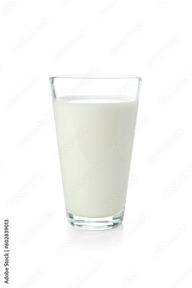 Glass of fresh milk isolated on white background