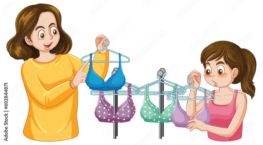 Mother and daughter choosing a bra during puberty