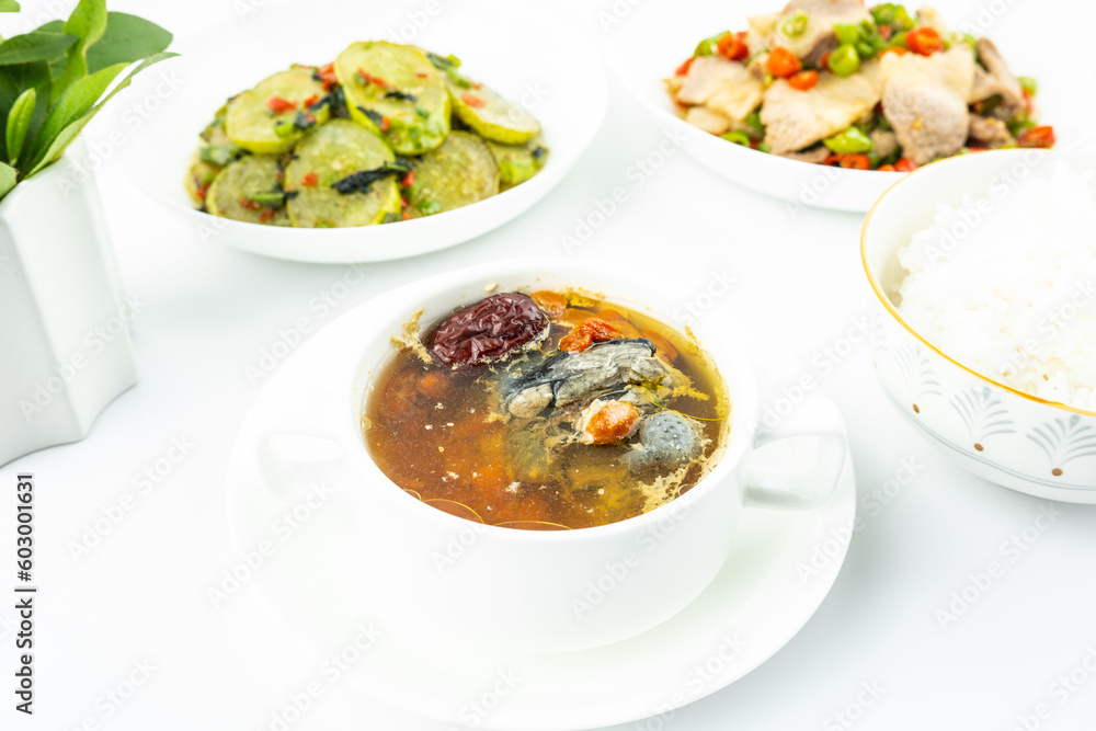 Nourishing Health Soup Black-bone Chicken Soup with Goji Berry and Red Dates