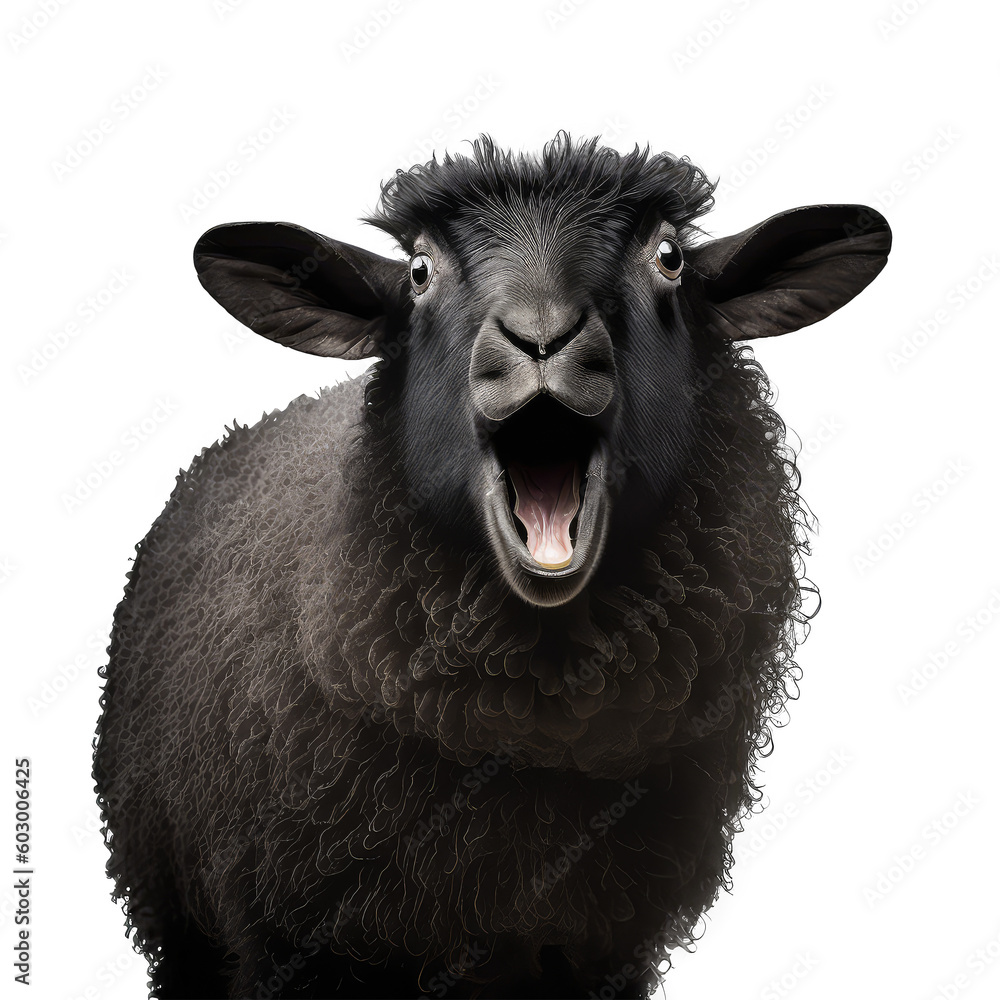 black sheep on a transparant background, PNG, Generative Ai