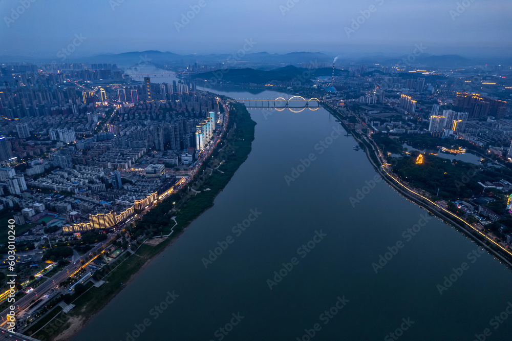 Scenery on both sides of the river in Zhuzhou, China