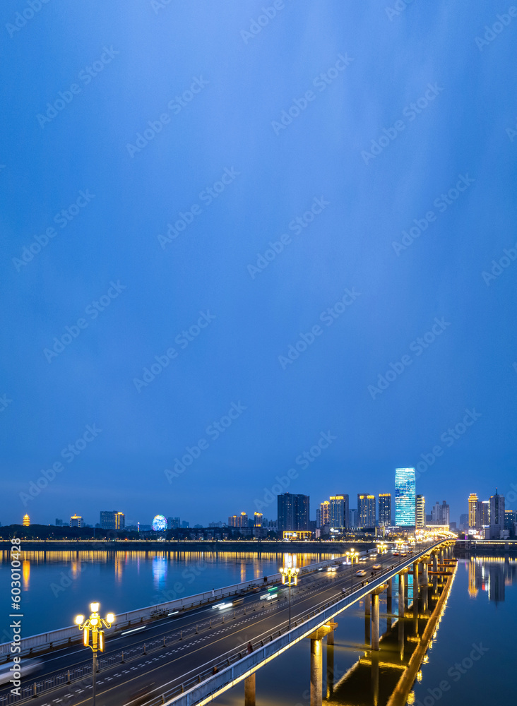 City night view of Zhuzhou City, Hunan Province, China