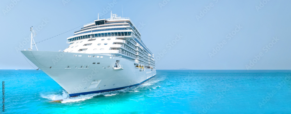 Cruise Ship, Cruise Liners beautiful white cruise ship above luxury cruise in the ocean sea concept 