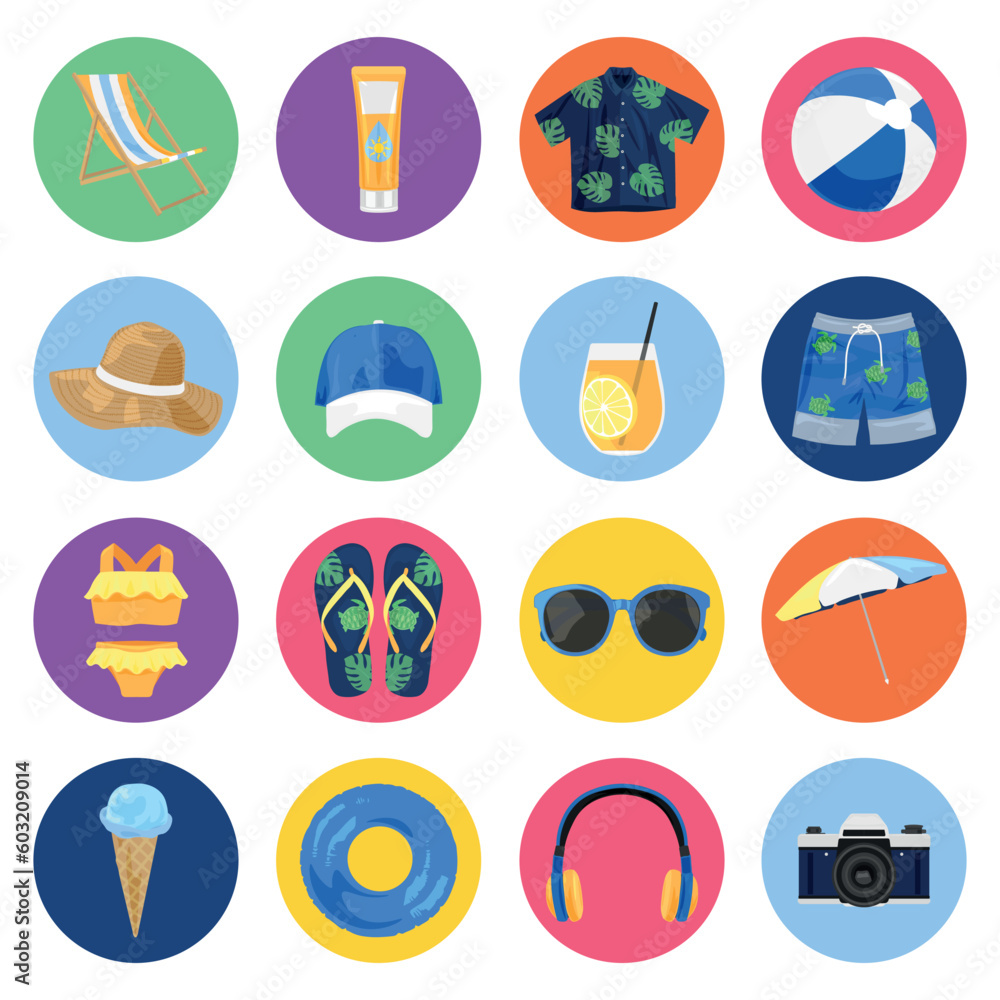 Set of travelers accessories on white background