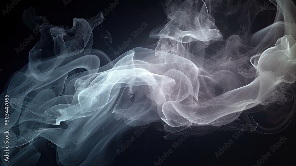 Smoke background,Abstract grey wave on a black background,AI generated.