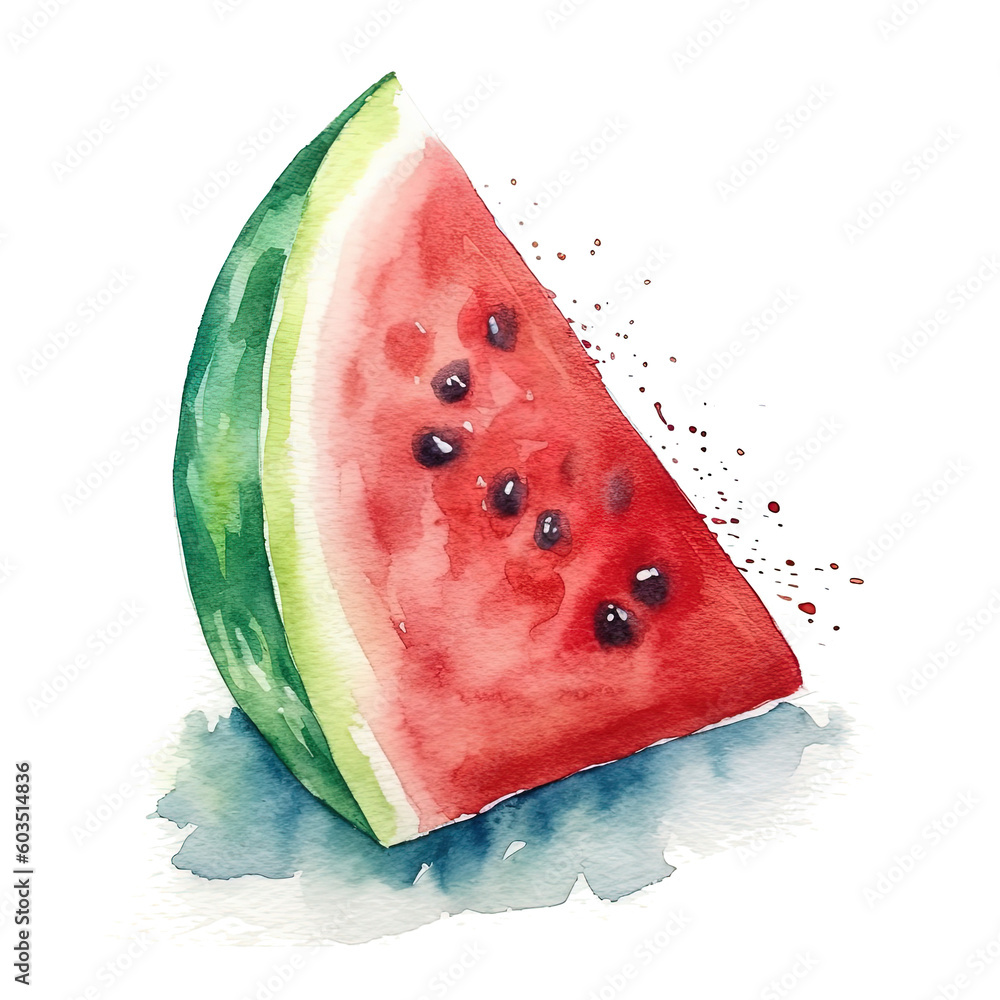 Watercolor watermelon isolated. Illustration AI Generative.