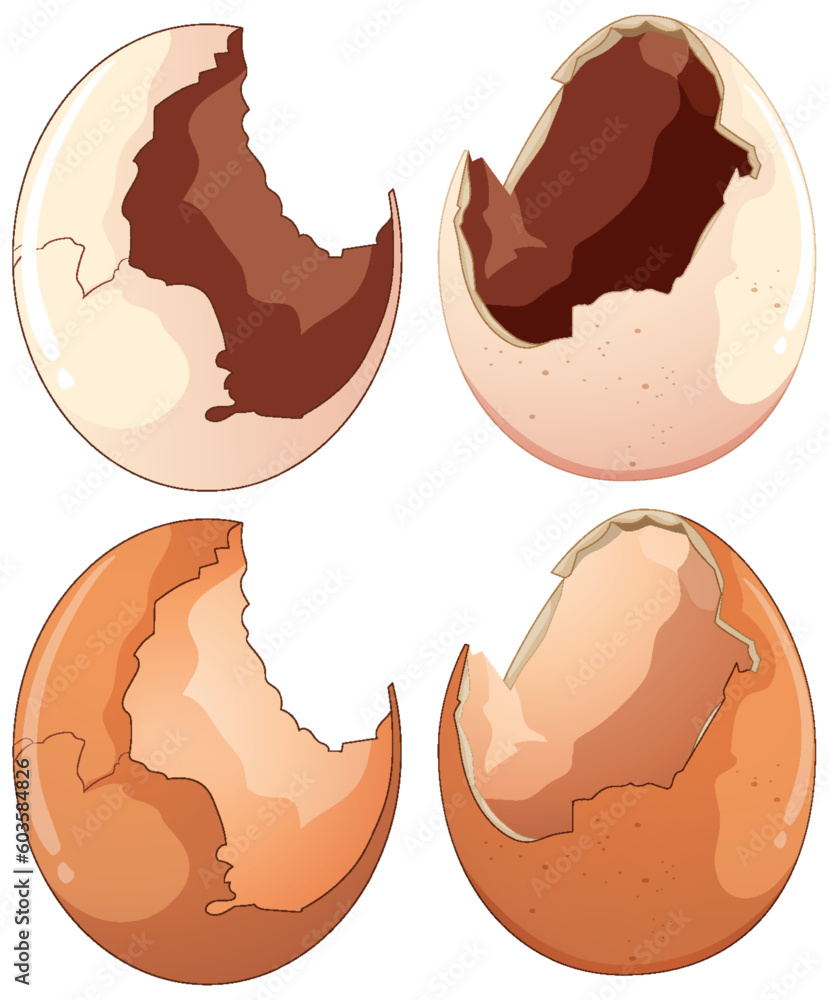 Collection of Cracked Eggs in Different Shapes