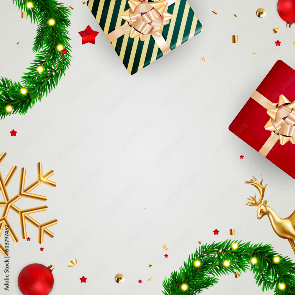 Christmas background on white colored. Vector Illustration