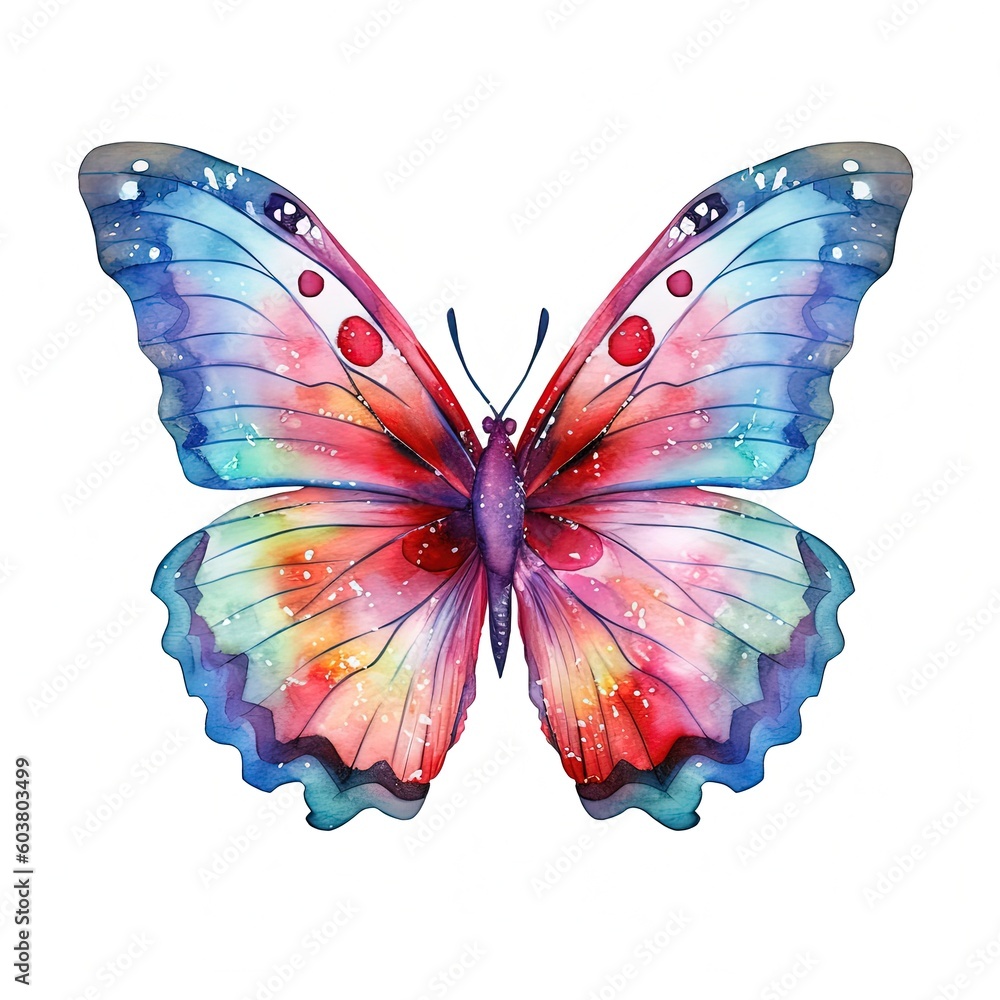 Watercolor butterfly. Illustration AI Generative.