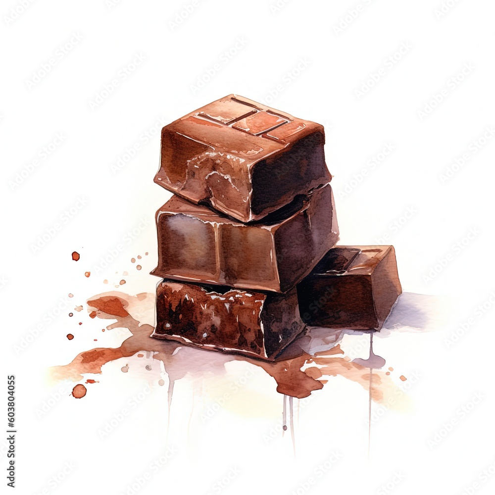 Watercolor sweet chocolate. Illustration AI Generative