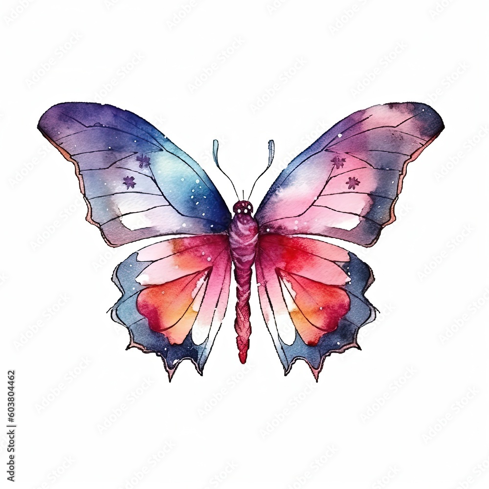 Watercolor butterfly. Illustration AI Generative.