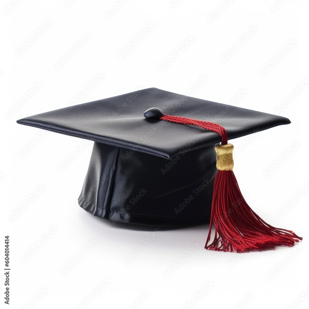 Student hat,University graduation black hat, Academic education symbol, High school bachelor headwea