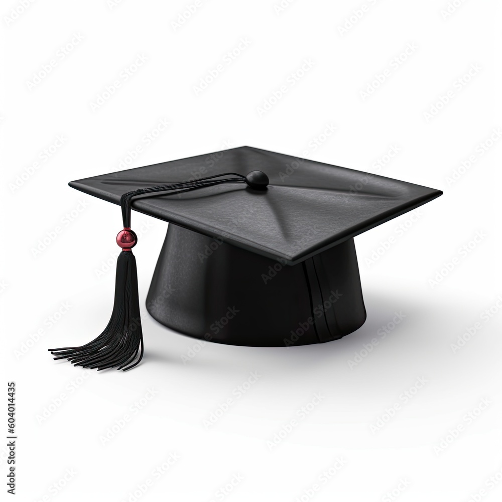 Student hat,University graduation black hat, Academic education symbol, High school bachelor headwea