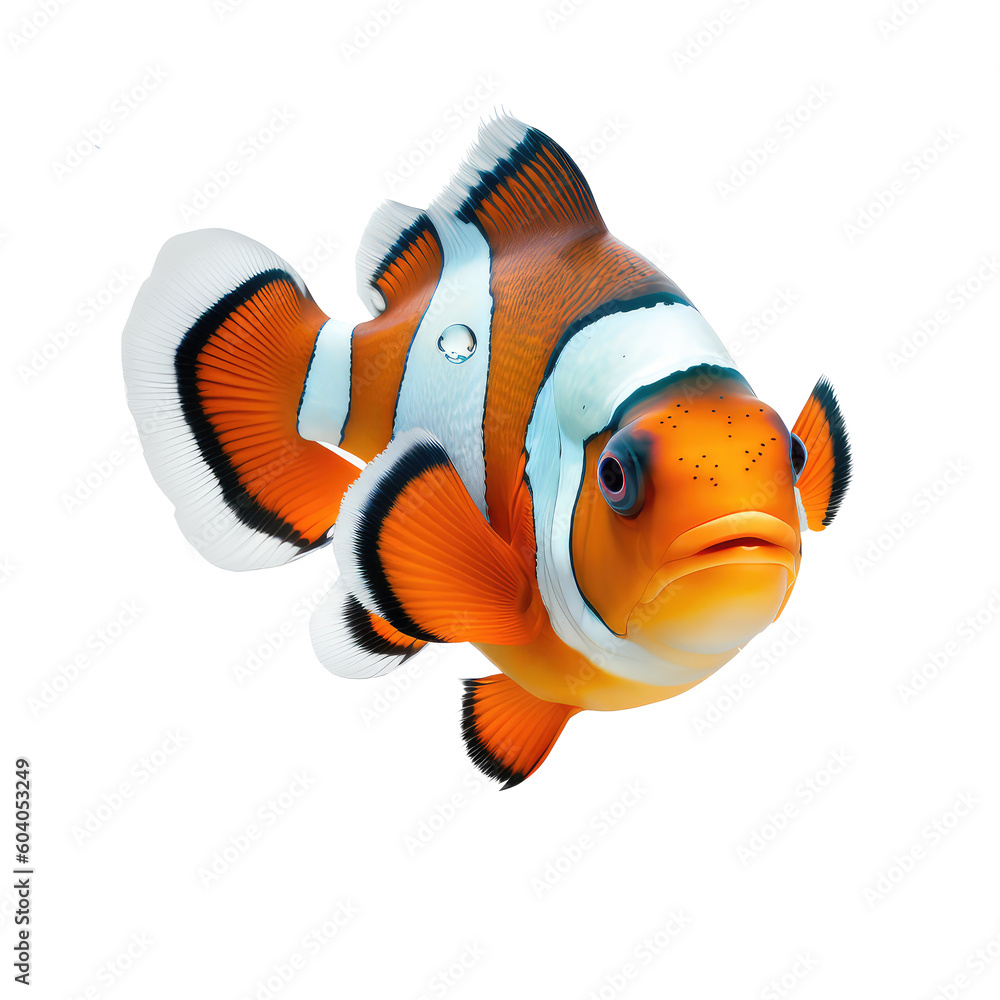 Clownfish on a transparant background, PNG, Generative Ai