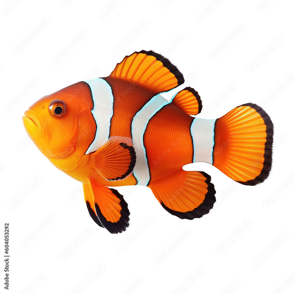 Clownfish on a transparant background, PNG, Generative Ai