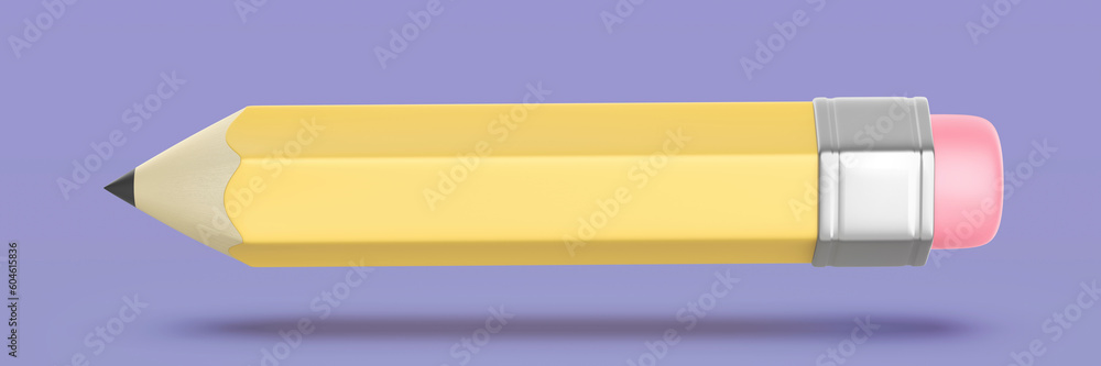 Yellow pencil on purple background