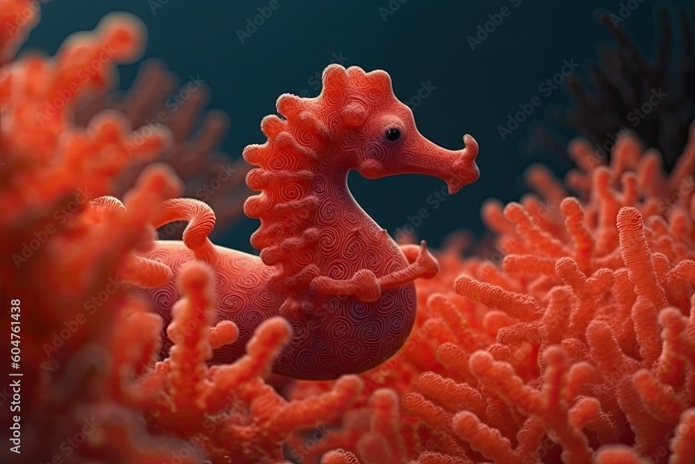 colorful seahorse perched on a vibrant coral reef Generative AI