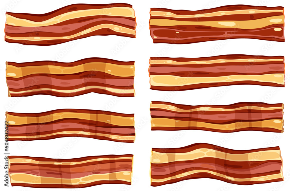 Set of different bacon