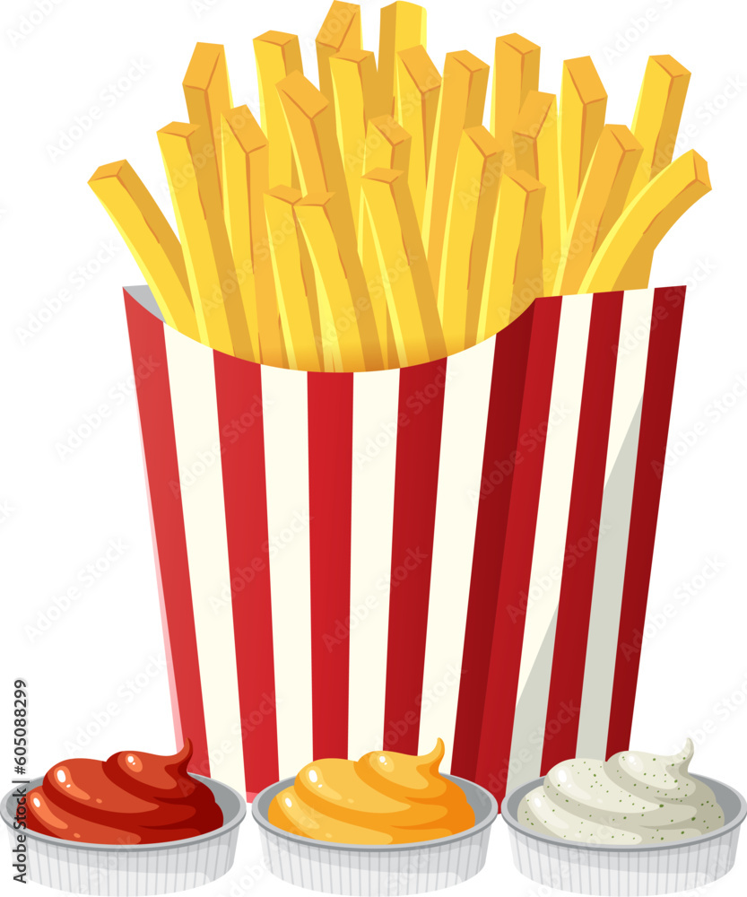 French fries with different sauce