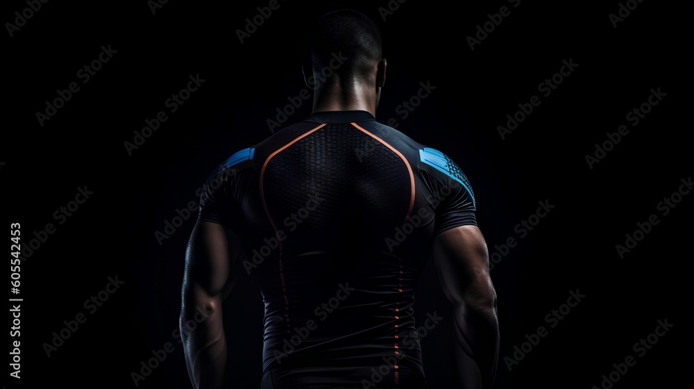 Sports performance concept,back view of an athlete. Minimal background with copy space for additiona