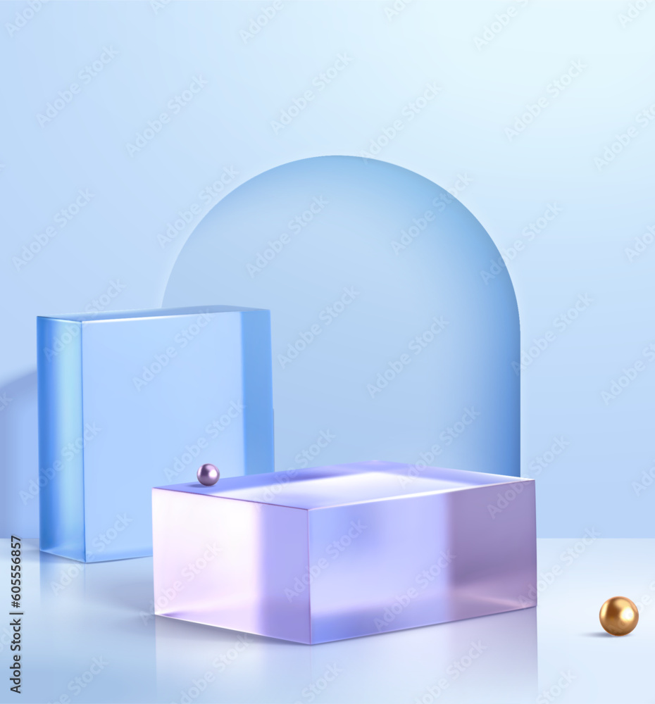 Glass geometric display scene