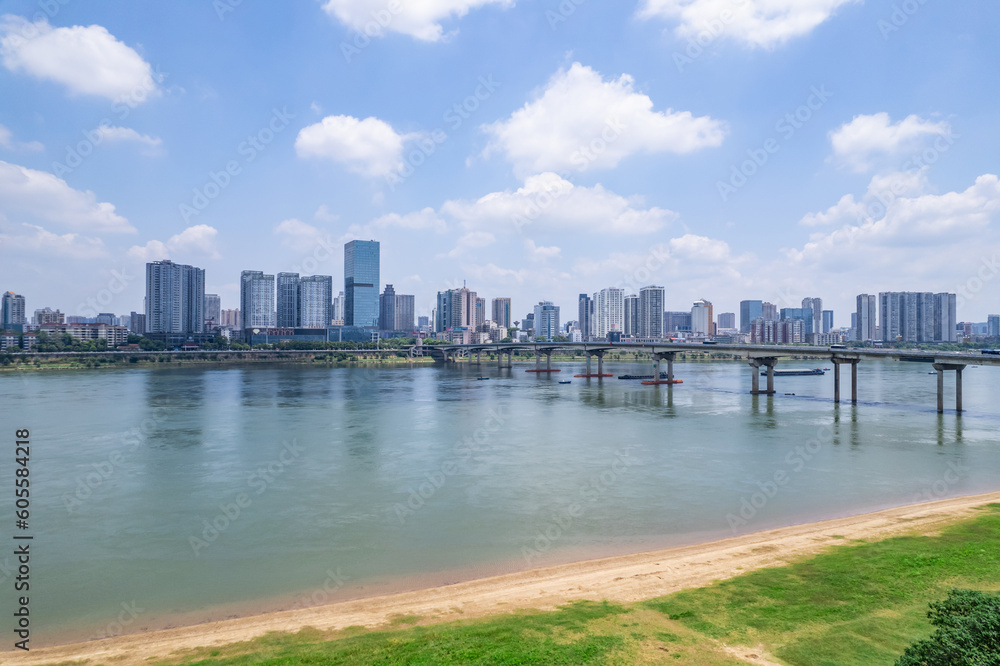 Cityscape of Lusong District, Zhuzhou City, China