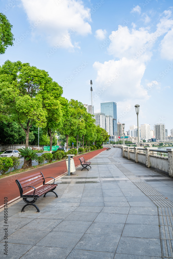 Beautiful Xiangjiang River Trail scenery in Zhuzhou, Hunan, China