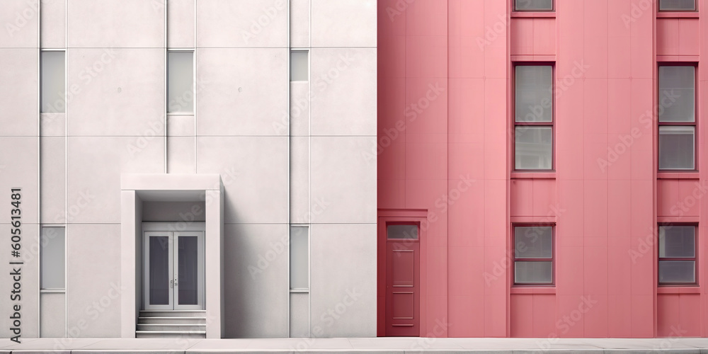 Minimalistic downtown exterior. Simple abstract urban concept. Generative AI