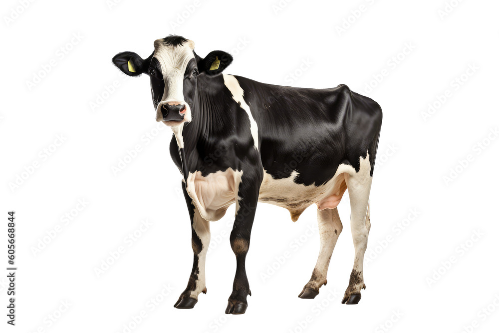 Holstein - Friesian cow isolated on white background.