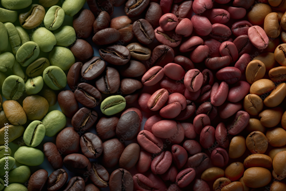 Cup of coffee latte with heart shape and coffee beans on old wooden background. Generated by AI