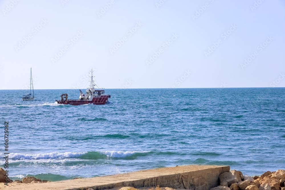 Beautiful view of sea with ships