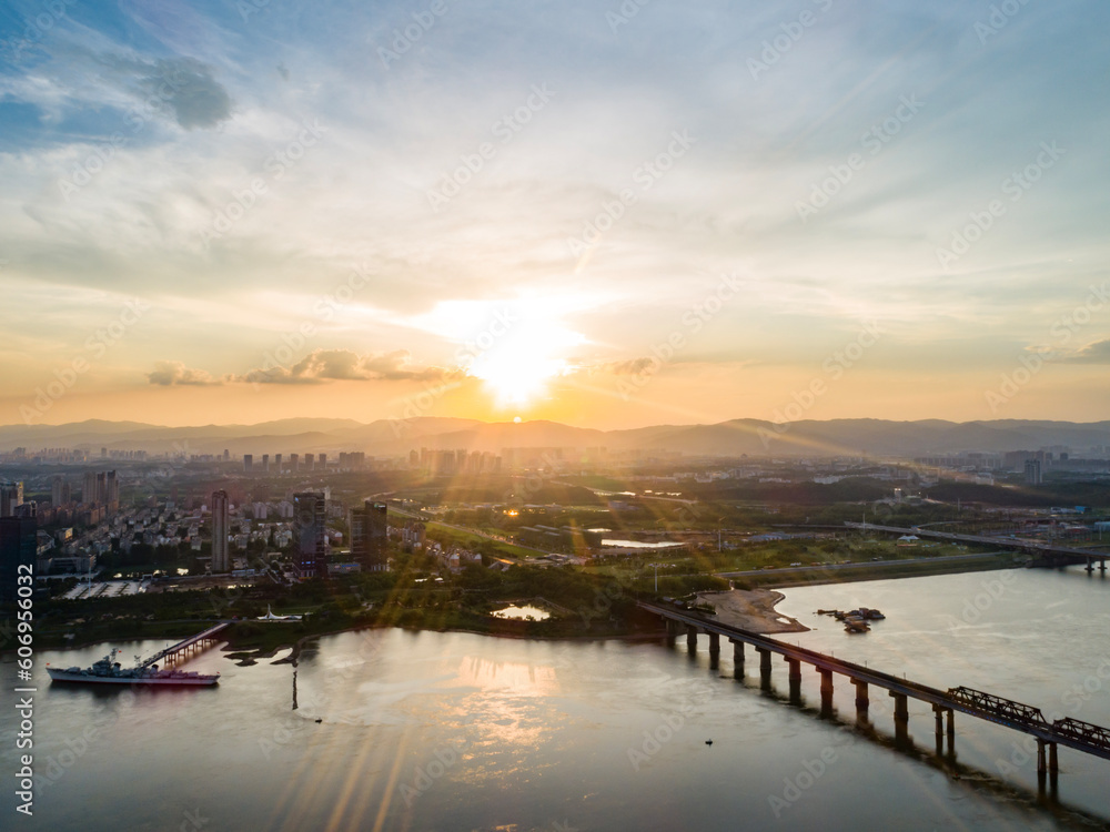 sunset over the city