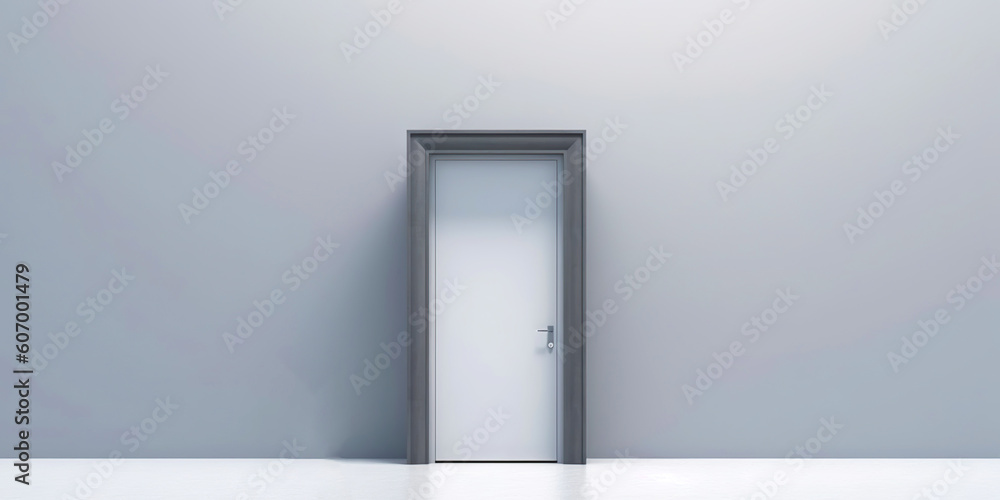 Minimalistic exterior with a door. Simple abstract urban concept. Generative AI