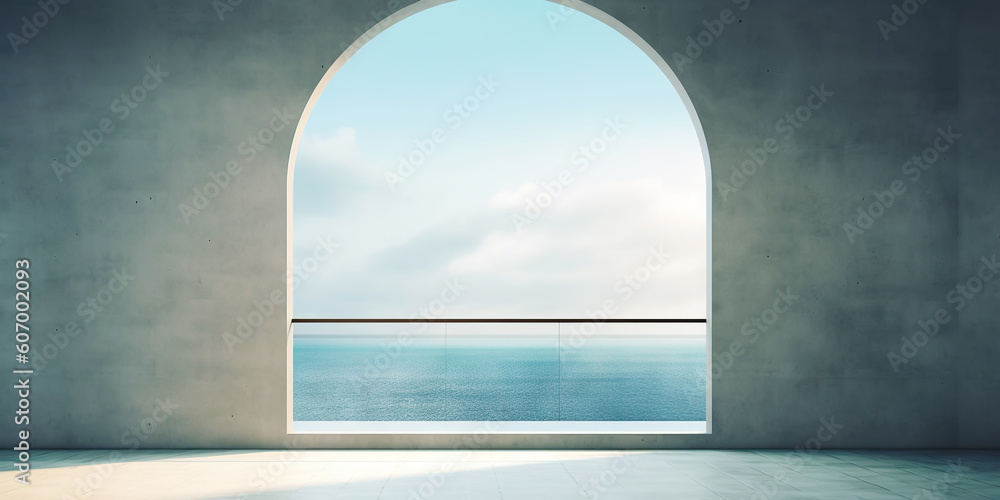 Minimalistic exterior with a window. Simple abstract urban concept. Generative AI