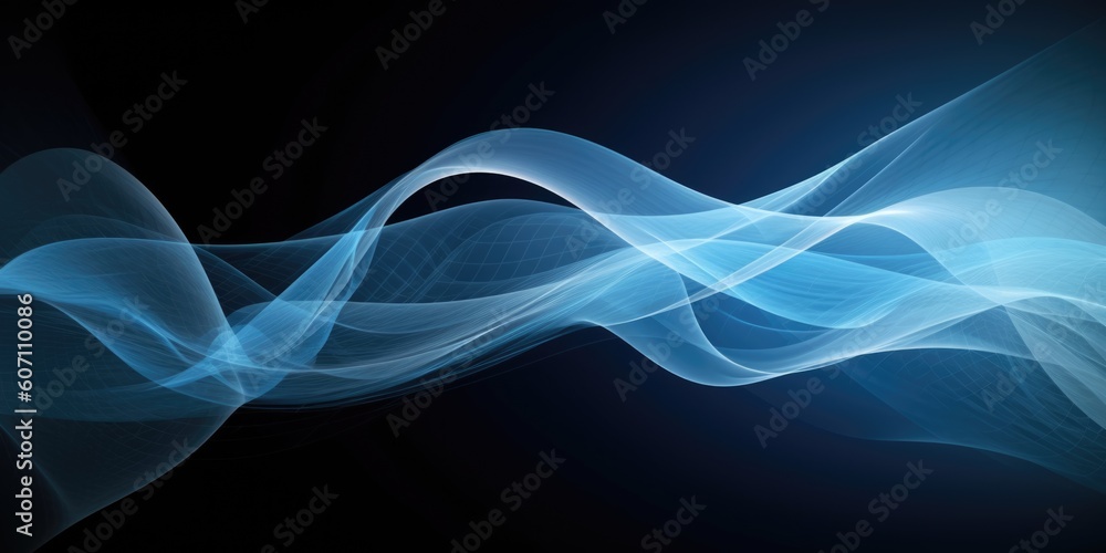 Abstract smooth wavy blue motion lines background. Generative AI AIG21.