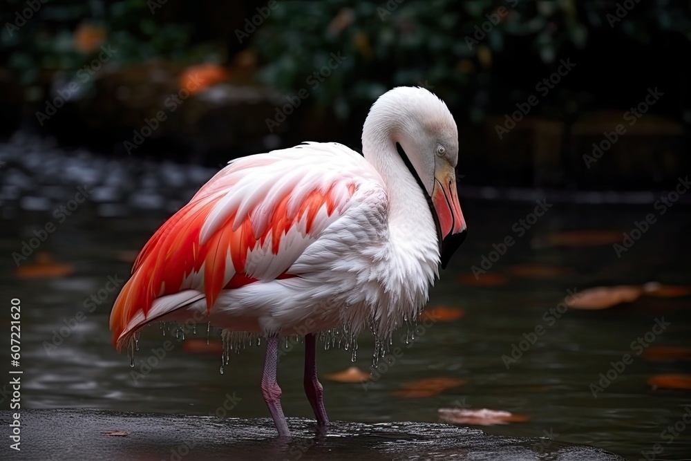 majestic white and red bird standing gracefully in water Generative AI