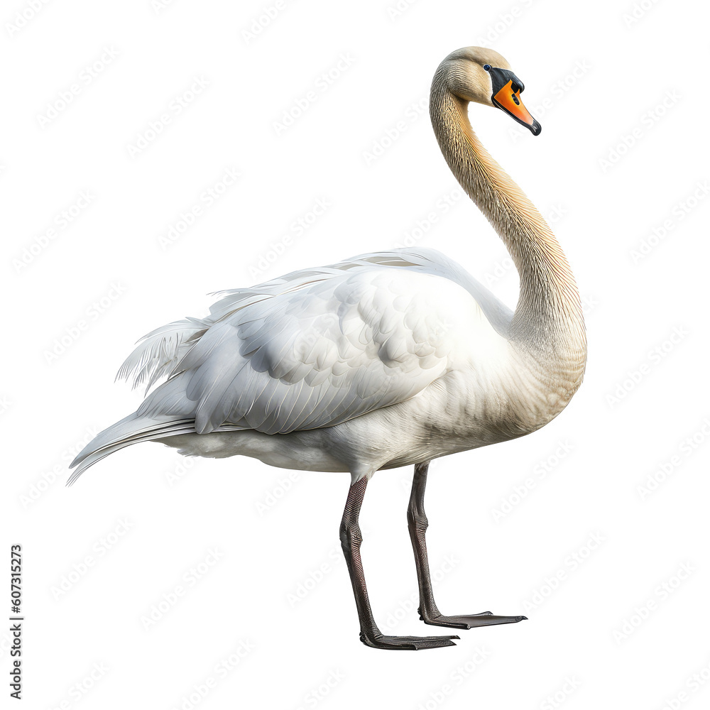 white swan on a transparant background, PNG, Generative Ai