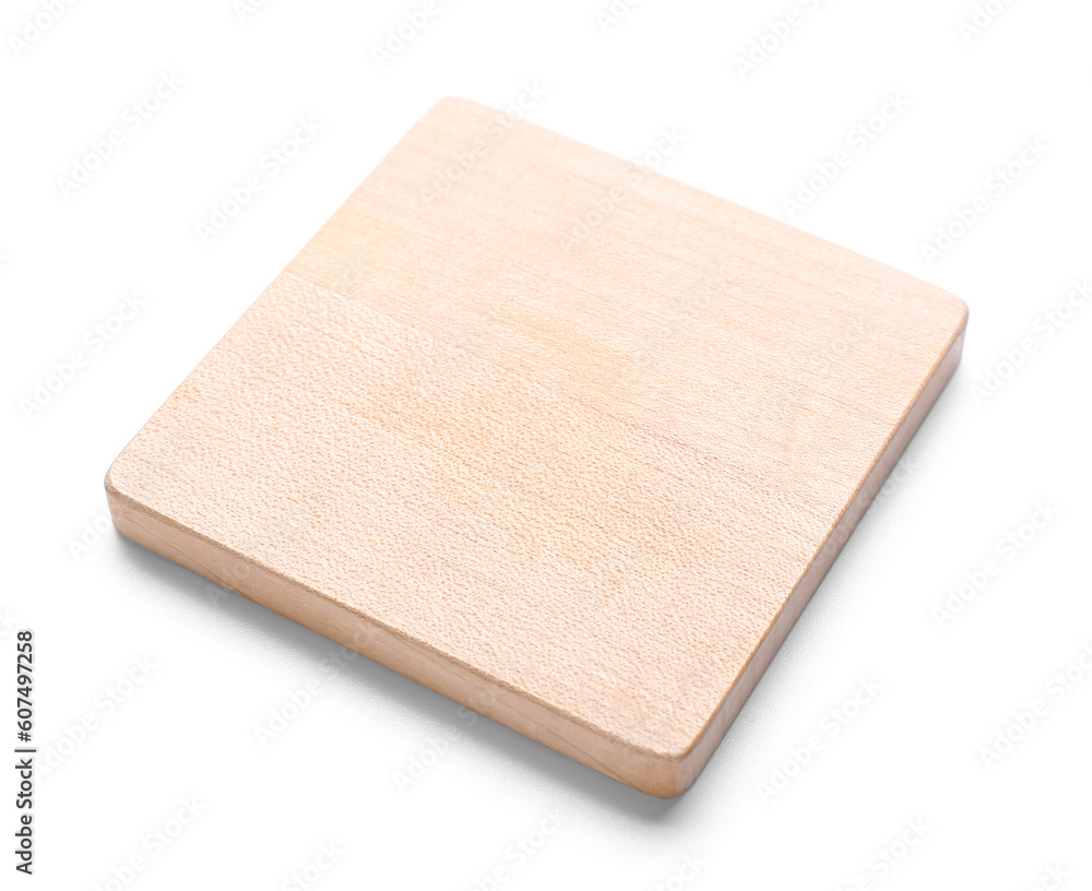 Wooden drink coaster isolated on white background