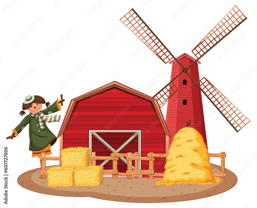 Farm barn with windmill