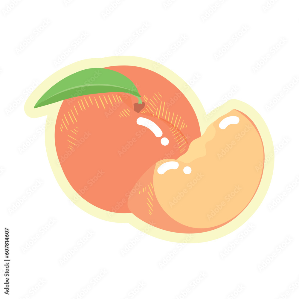 Sweet ripe peach on white background