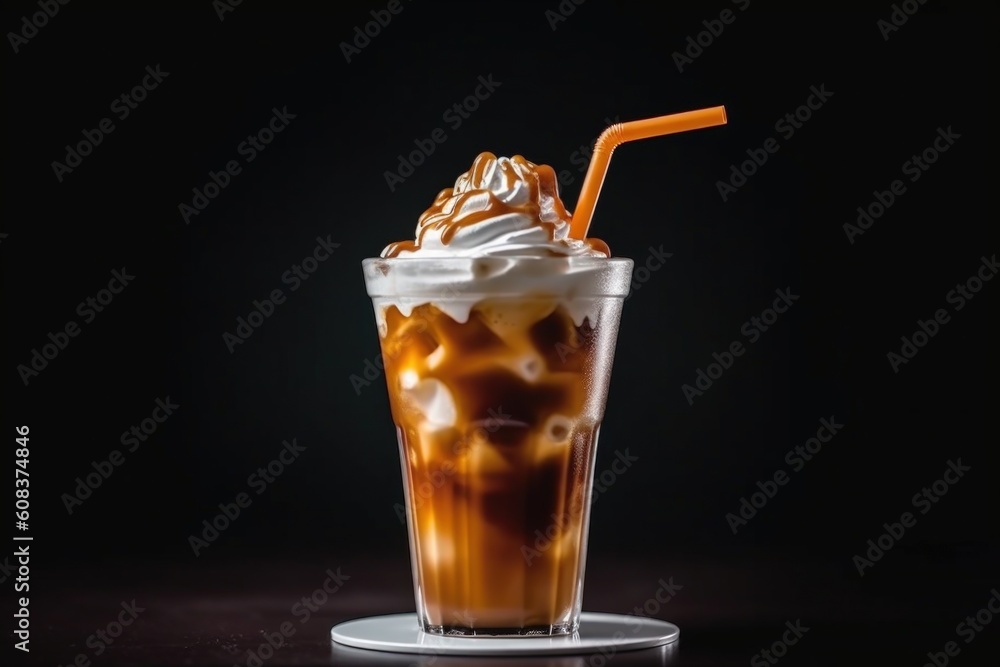 Cold iced coffee. Illustration AI Generative