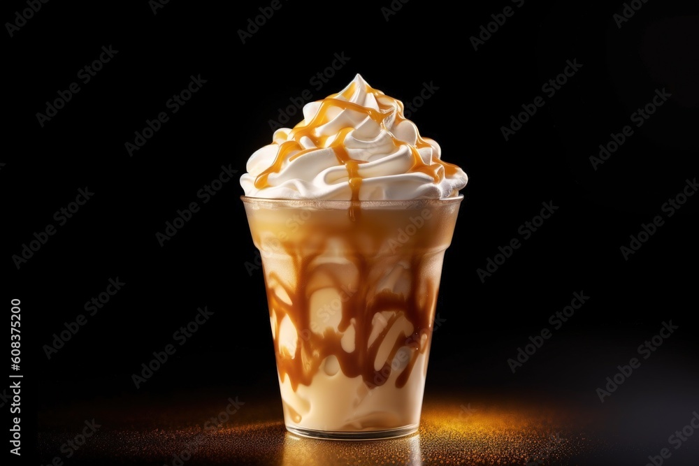 Cold iced coffee. Illustration AI Generative