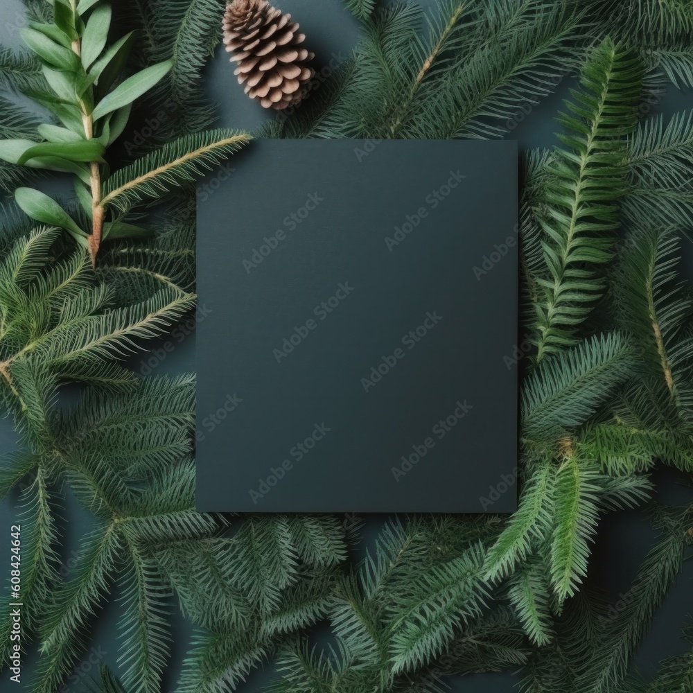 Empty Christmas card mockup. Illustration AI Generative